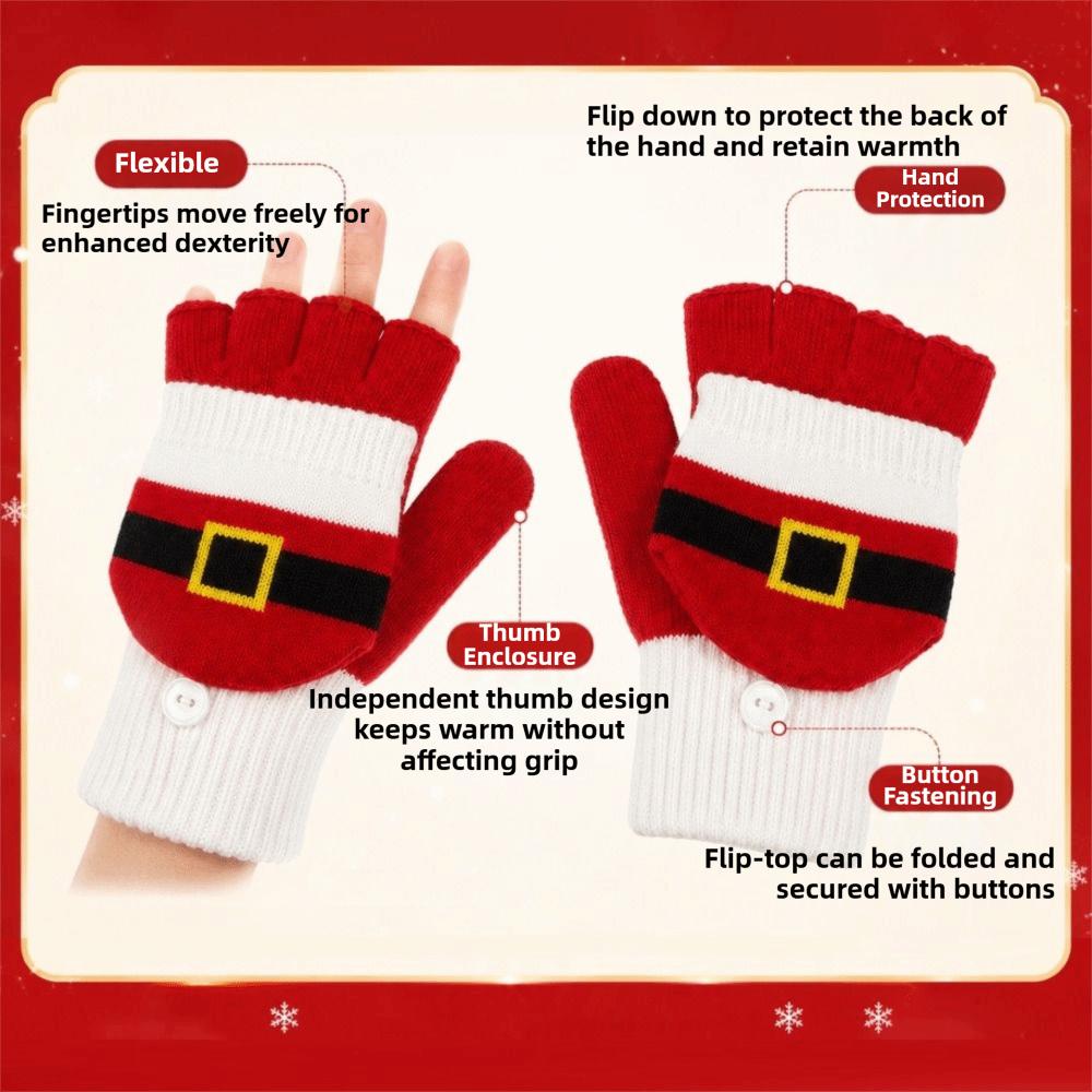 Stretchy Christmas Knit Glove Soft Knit Half Finger Glove New Winter Touchscreen Glove Outdoor
