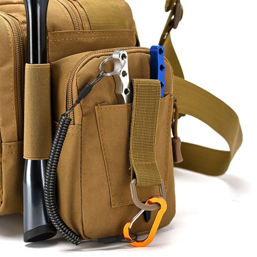 Crossbody Bag Unisex Nylon Multi Pocket Adjustable Strap Outdoor Fishing Travel