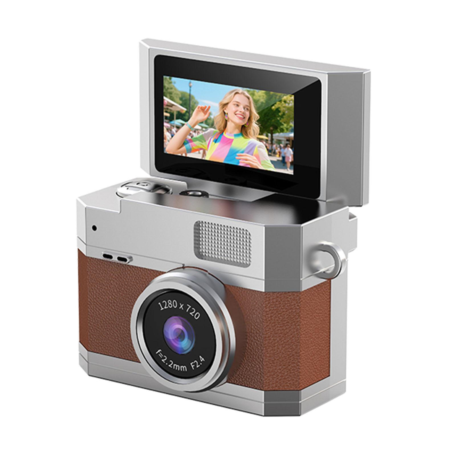 

Vintage Small Camcorder with 0.96In Flip Screen Portable Video Recorder Lightweight Electronic Recording Cam for Home/School коричневий