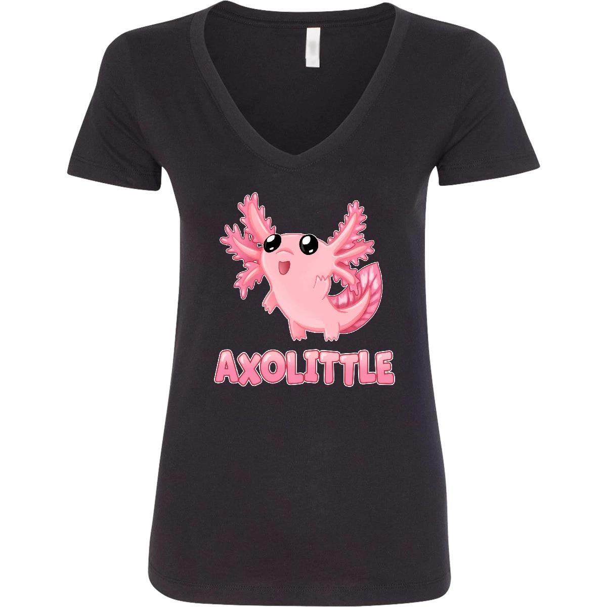 Inktastic Axolittle- Cute Baby Axolotl V-Neck kids boys T-Shirt Animals Funny Pink 140