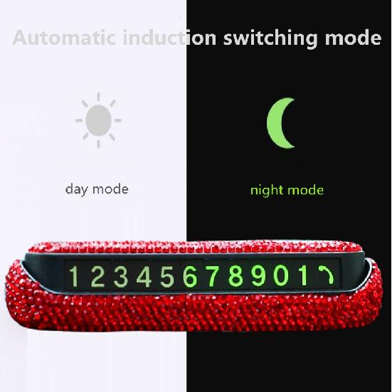 Lüks Araba Geçici Park Kartı Telefon Numarası Plaka Kutusu Gizlenebilir Araba Parıltı Aksesuarları Gadget Kadınlar/Erkekler için