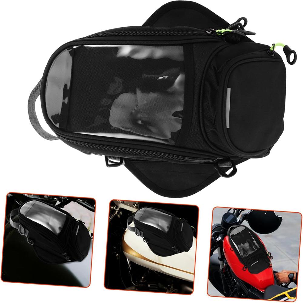 Black Waterproof Cloth Motorcycle Engine Bag Fuel Tank Bag Heavy Duty Gas Tank Pouch Rear Seat Bag Motorcycle