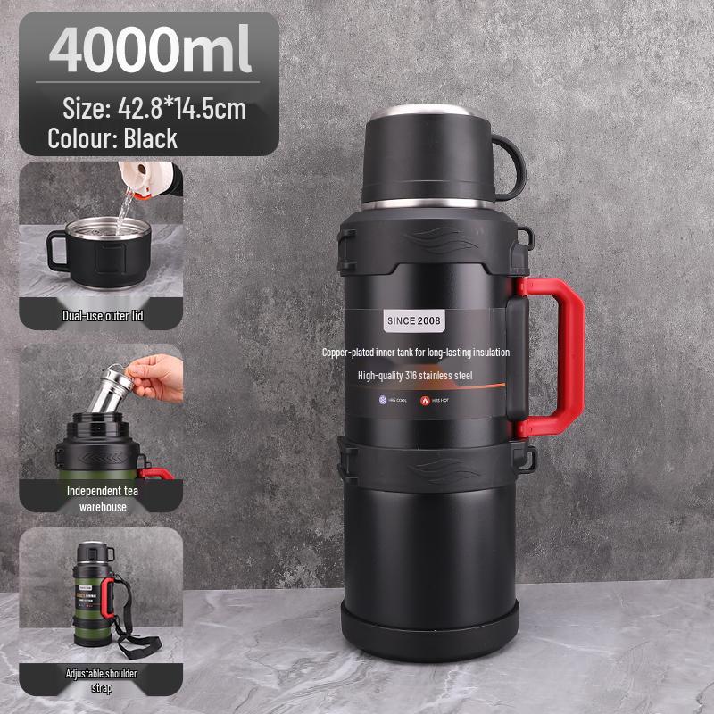 Large Capacity Outdoor Thermos 316 Stainless Steel Portable Warm Kettle for Car or Student Use
