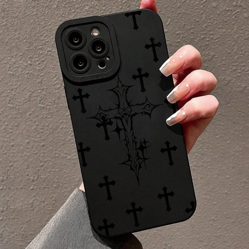 Black Crosses Graphic Phone Case for iPhone 15 14 13 12 11 X XR Xs SE2 SE 8 7 Plus Pro Max Mini Silicone Back Cover