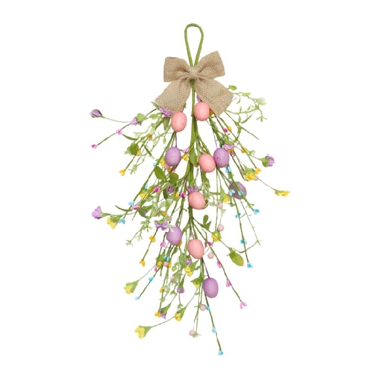 

Flexible Paper Flower Eggs Vine With Green Foliages Holiday Hanging Wreath Hanging Decoration For Seasonal Party Styling 1