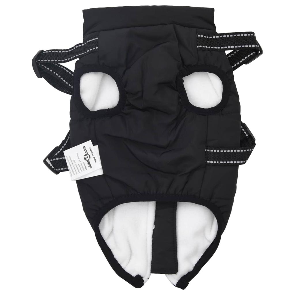 Dog Coat Black L28 Fleece and Polyester