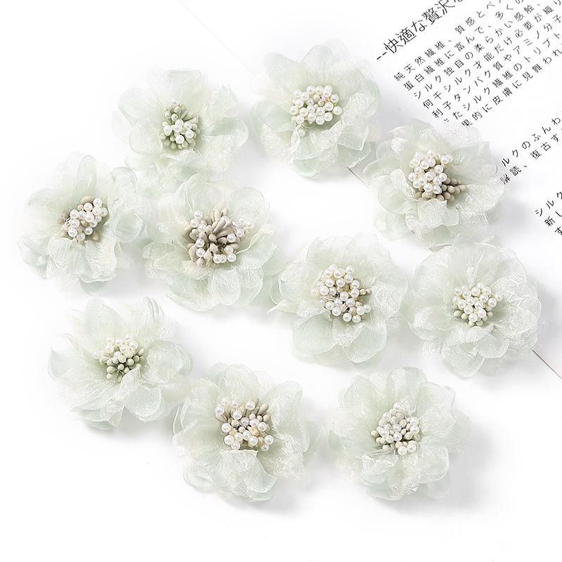 5Pcs Artificial Flowers Heads Chiffon Yarn Fake Flowers For Home Decor Marriage Wedding Decoration Craft Garland Gift Accessory