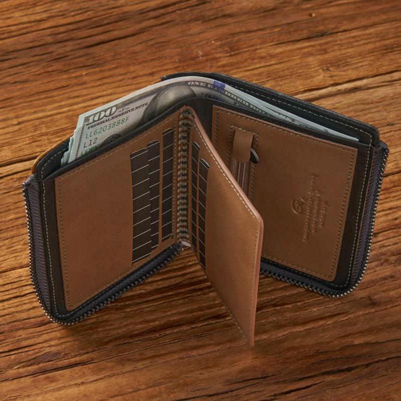 High Quality Men's Wallet Nubuck Leather Blocking Multi Luxury Designer Money Clip Card Holder Slot 3 FoldPurse