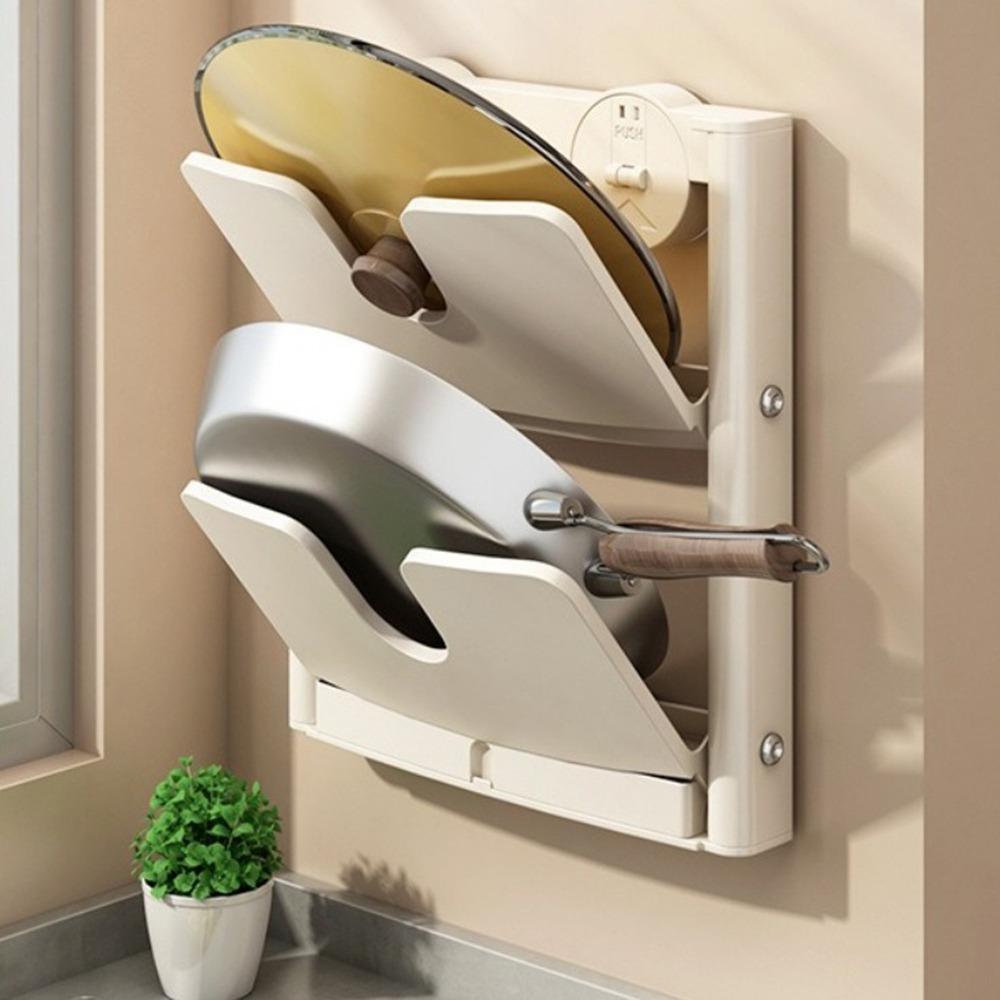 Wall Mounted Cutting Board Holder Punch-Free Pot Lids Holder Chopping Board Rack for Home