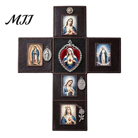 Durable Fabric Altar Portable Catholic Altar, Handmade Pocket Prayer Shrine, Faux Leather Spiritual Handcrafted Book Foldable Devotional Religious