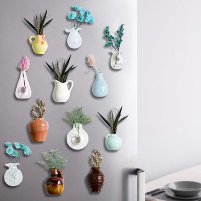 3D-Kühlschrankmagnet mit Blumenvase, für Zuhause, Büro, Küche, Schließfach, Kühlschrank, Mini-Keramikvase, magnetische Dekoration, Ornament