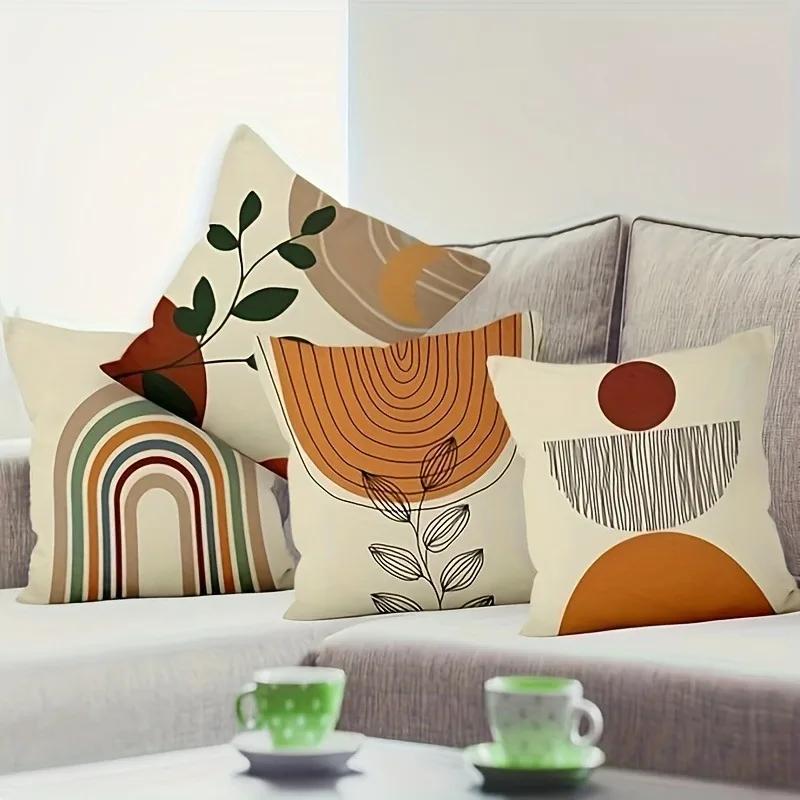 Fine Glasses Unisex Black/White 4Pc And Curved Modern Pillowcasebedroom Living Room Sofa Home Decor Polyester Cushion Cover With Zipper