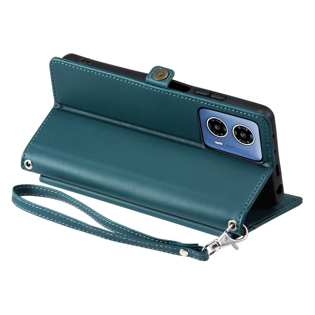 For Motorola Moto G45 5G/G34 5G Leather Case Wallet Stand Phone Cover with Straps
