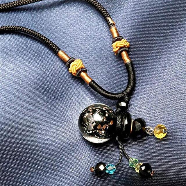 

Черные стеклянные бусины ароматерапия ожерелья светящиеся эфирные масла бутылка свитер цепочка кулон для мужчин женщин ювелирные изделия подарок чёрный