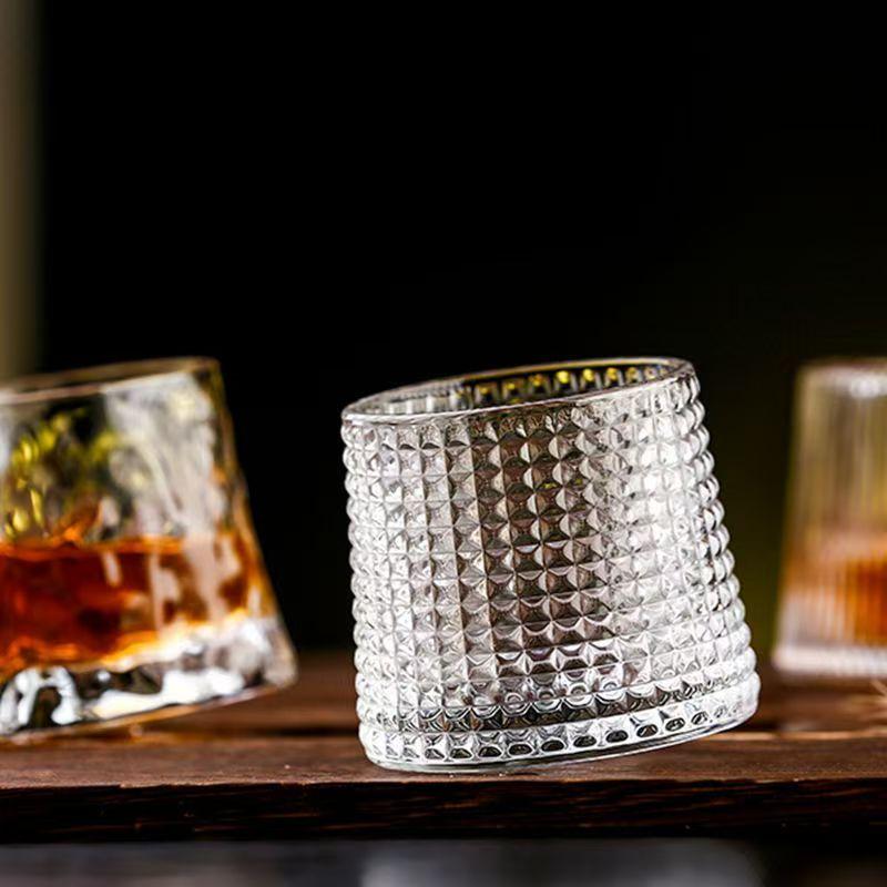 Creative Crystal Whiskey Glass Old Fashioned Rocks Glasses Tumblers Glassware for Cocktail Scotch Spinning Tops Design Glasses