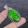 Copper Green Turquoise Gemstone 925 Sterling Silver Jewelry Pendant 2.09"