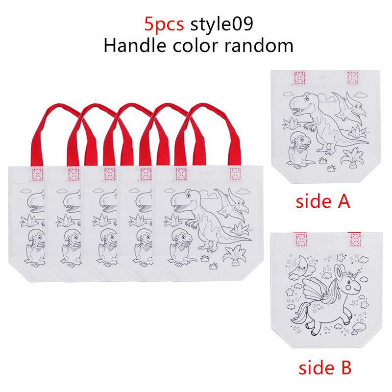 5pcs/set Double Sided Graffiti Bag Non-woven Luggage Shopping Bag Portable Cute Tote Bag School Supplies Student Storage Bag TMZ