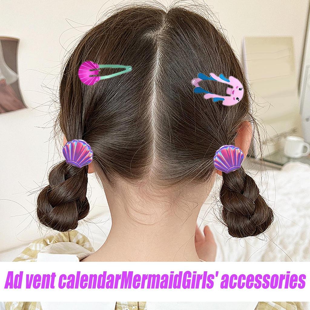 Mermaid Advent Calendar 24 Days Mermaid Jewelry Countdown Calendar Mermaid Princess Dress Up Jewelry Hairpin Toy for Kids Girls