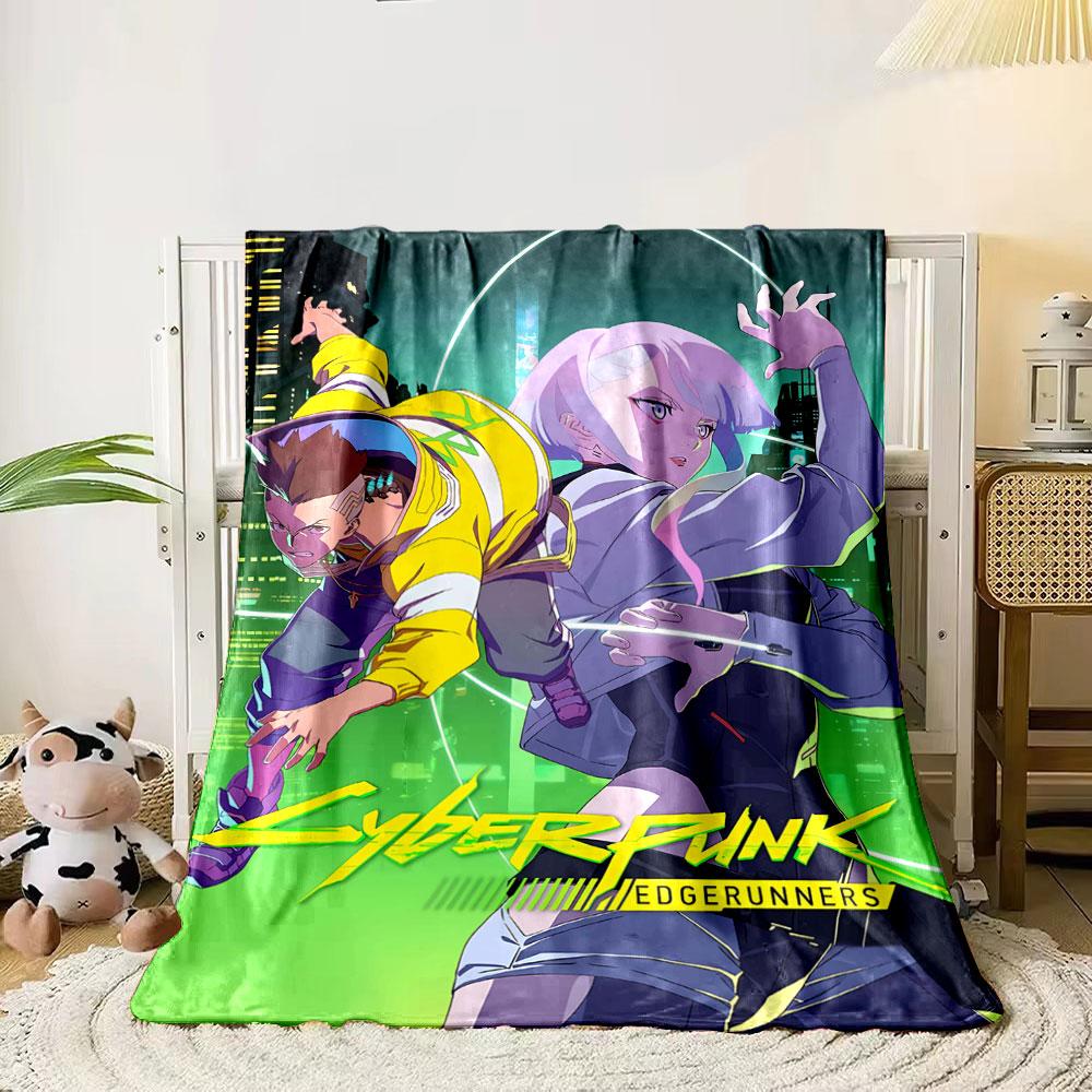 Two Stylized Characters In Dynamic Poses with Neon-lit Urban Backdrop. for All Seasons Blanket Lunch Break Throw Gift