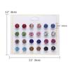 12Pair/Set Mixing Crystal Zircon Round Stud Earrings Women Girls Ear Accessories