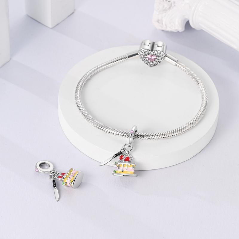 Birthday Cake Knife Pendants Copper Original Beads Fit Original Charms Bracelet Beads Jewelry Gifts For Women
