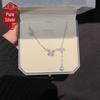 Sterling Silver Butterfly & Zirconia Tassel Necklace - Light Luxury Clavicle Chain for Women