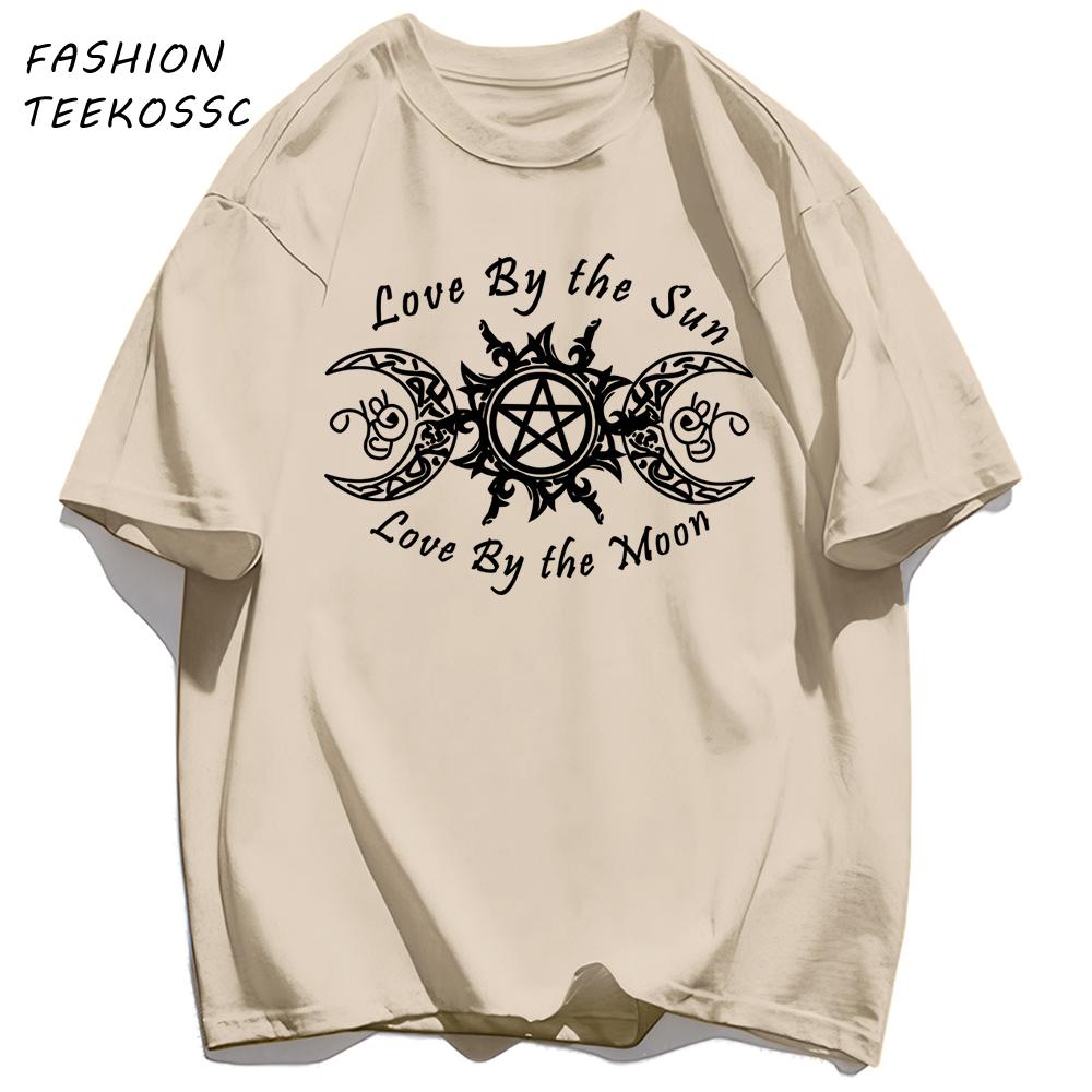 Love By The Sun And Moon Print Mens TShirt Casual Summer T Shirts Oversize AllMatch Man Streetwear Cotton Hip Hop Clothing