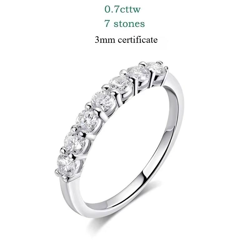 Кольца Smyoue 0.7CT 3mm из драгоценного камня муассанит для женщин S925 Silver, подходящие для свадьбы, бриллианты, составное кольцо, подарок из белого золота 4&US Size