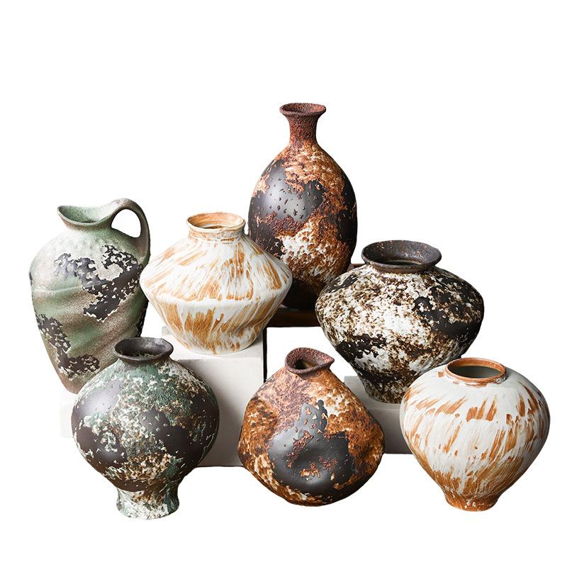 Kaba Seramik Vazo Fırında Dönüşmüş Porselen Vazolar Vazo Çiçek Düzenleme Aksesuarları Çin Tarzı Retro Kavanozlar