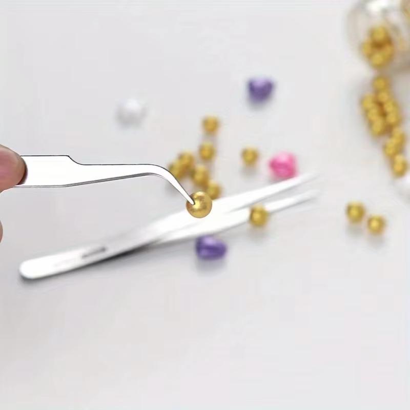 6Pcs/Set Stainless Steel Tweezers: Industrial Precision Repair Tool with Bent&Straight Tips, Ideal for Professional Repairs&DIY