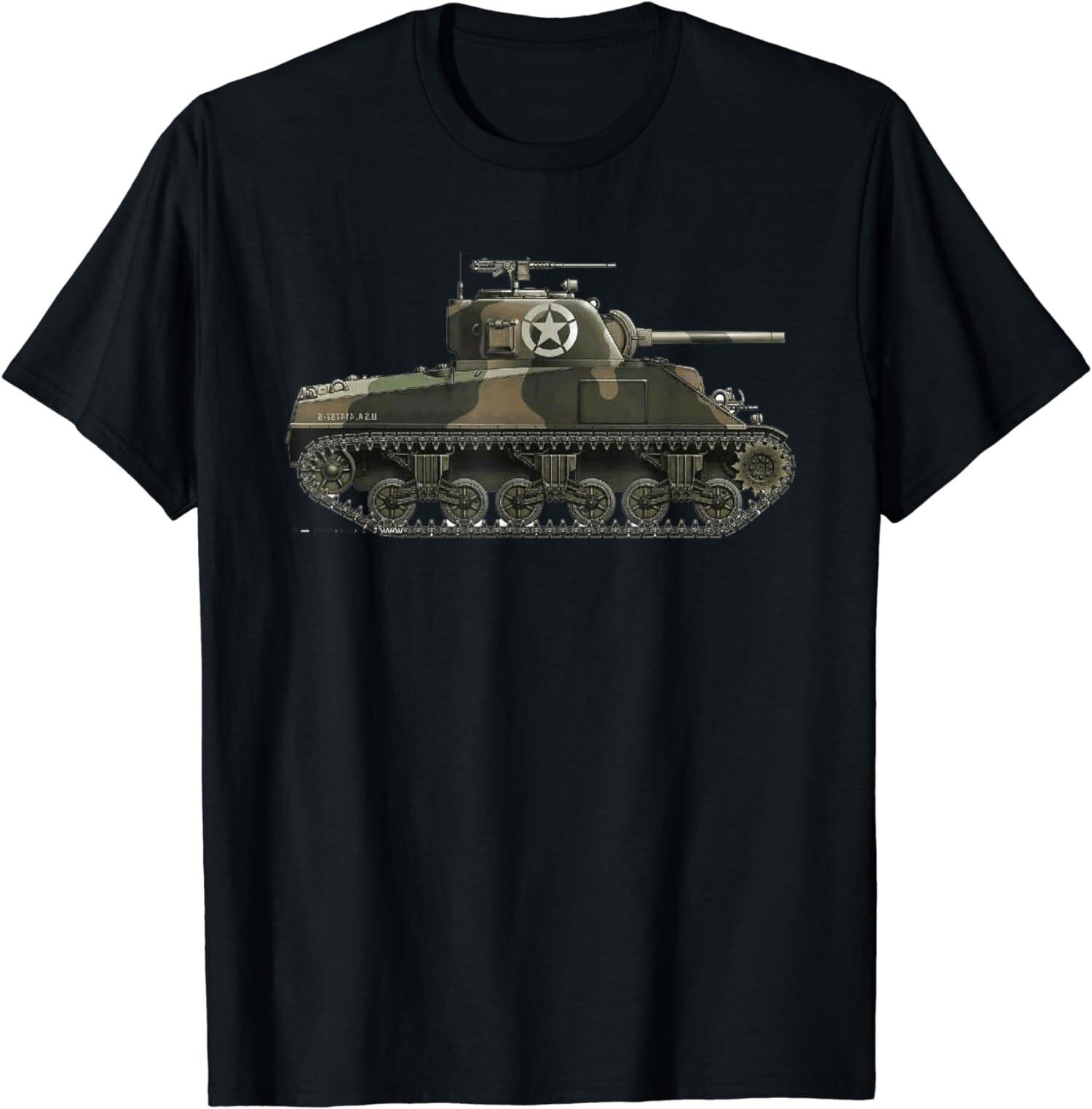 NEW Cool WW2 World War American M4 Tank Gift Idea T-Shirt S-4XL XXXL