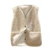 Girls' Fashionable Casual Solid Color  Plush Short Vest Jacket