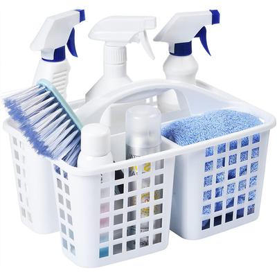 Plastic Shower Caddy Basket with Compartments Portable Cleaning Supply Storage Organizer with Handle for College Dorm Bathroom