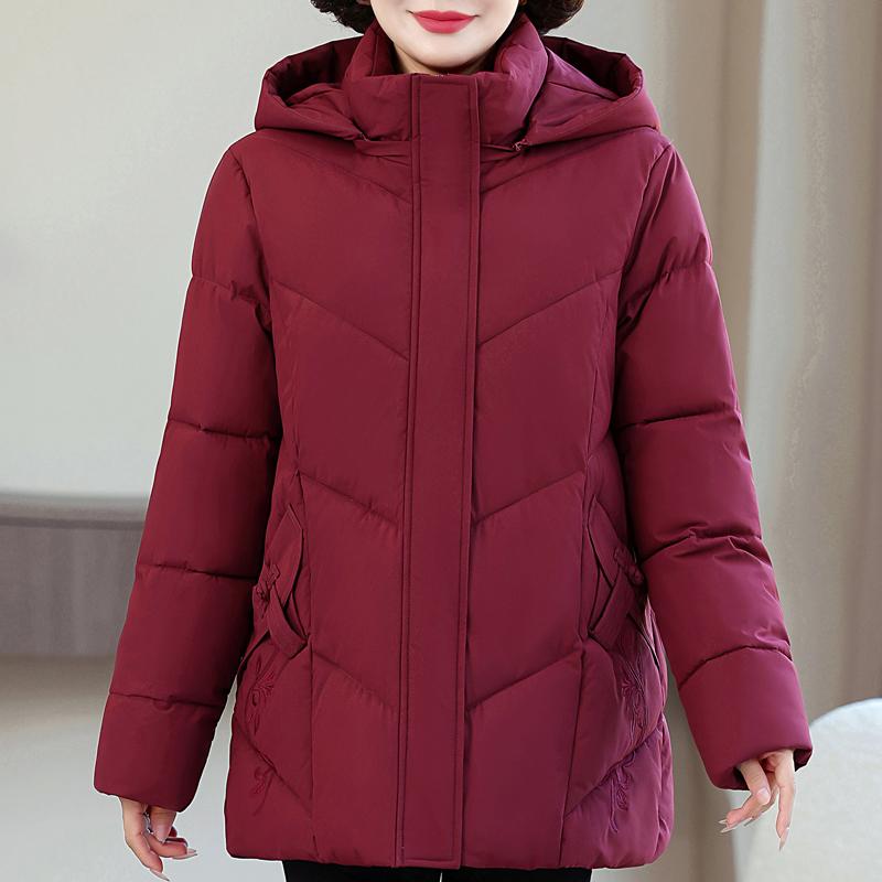

Plus Size Women s Parkas Winter Warm Jackets Hooded Elegant Loose Thick Outerwear Middle Age Women s Coats XL червоний