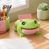 Adhesive Note Dispenser with Pen Holder Cute Frog Dispenser, Creative Cartoon Animal Stationery Organizer, 3D Durable Plastic Memo Clip Print