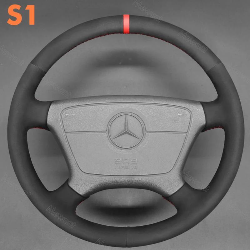 Hand Stitched Non-slip Car Steering Wheel Cover for Mercedes Benz E320 W201 W202 W210 W124 W140 C140 1992-2000 DIY Car Interior