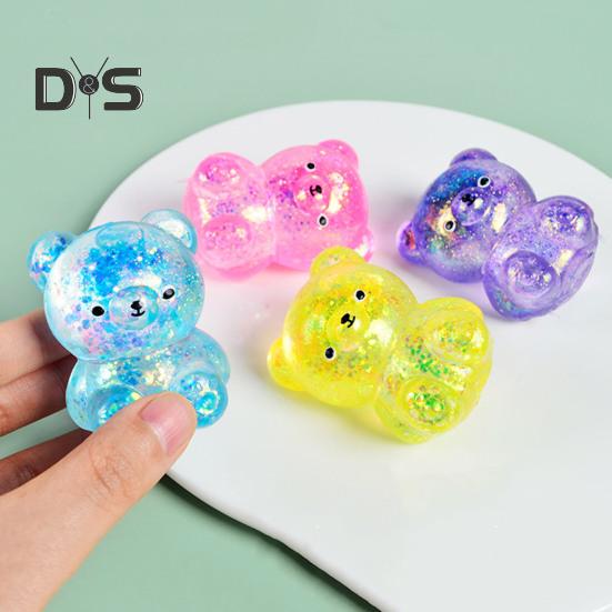 4/8Pcs Squeeze Bear Toys Mini Sequins Bear Figures Squeeze Ball Toy Finger Fidget Sensory Toy for Kids Adults Stress Relief