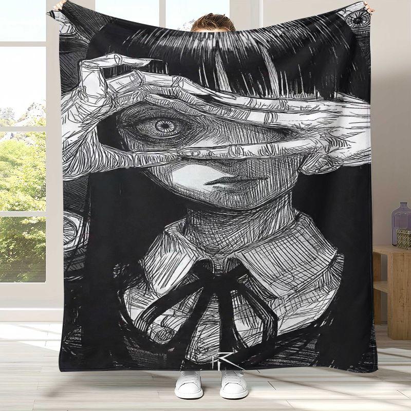 Horror Junji Ito Tomie Kawakami Ghost Flannel Blanket,Ultra Soft Warm Plush Throw for Home Bedroom Bed Sofa Cover Camping Picnic