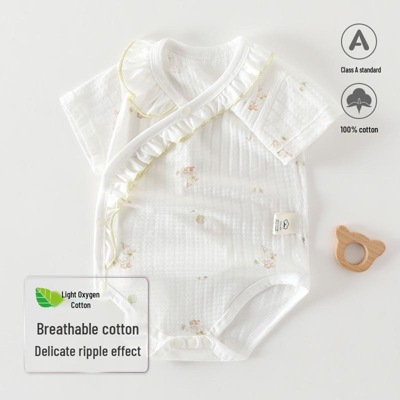 A-Class Cotton Baby Romper - Breathable Summer Jumpsuit with Snap Crotch for Newborns