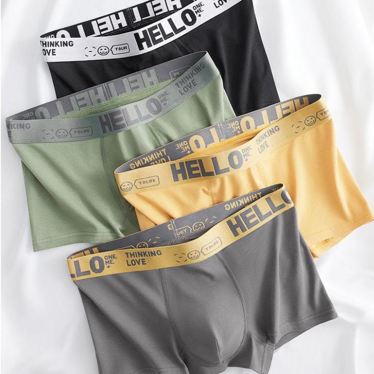 Men's Breathable Boxer Briefs - High Elastic, Mid-Waist, Color Block Design