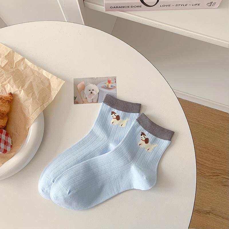 

Женские весенне-летние тонкие мультяшные носки-подследники без косточек, впитывающие пот 1 pair синий