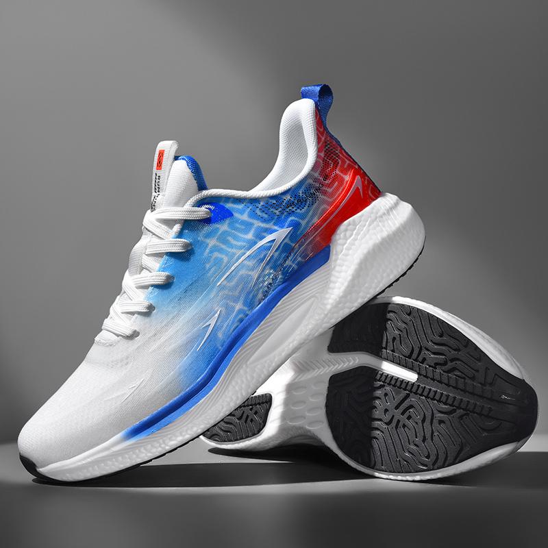 Men Running Shoes Mesh Breathable Outdoor Sports Flat Casual Comfortable Tennis Shoes Lace-up Trendy Sneakers for Man