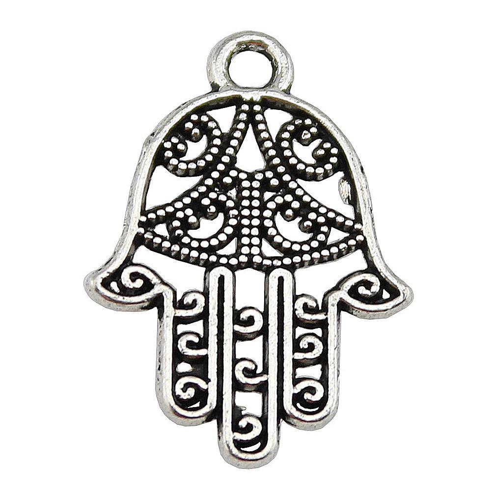 Alloy Hamsa Hand Charms Amulet Pendants For Good Luck Jewelry Making