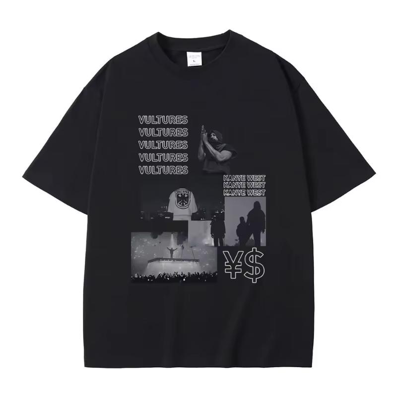 Rapper Kanye West Vultures New Music Album Graphic T Shirts Unisex Unisex Hip Hop Fashion Casual Tee Unisex Fashion Streetwear Top