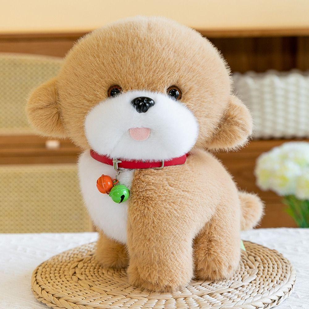 PP Cotton Red Bell Puppy Dolls Sitting Stuffed Animals Puppy Doll  Home Decor