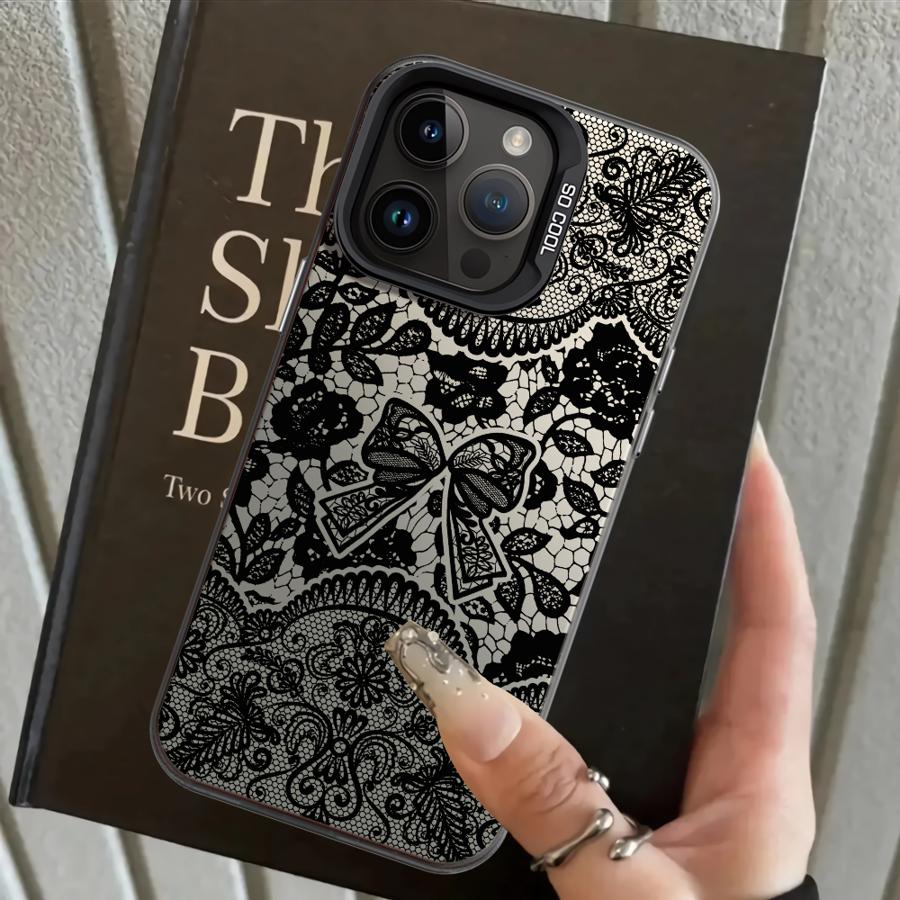 

Back Phone Cover Case for iPhone 17 Pro Max 16 XS 15 Plus 14 XR 12 Air 11 13 Pro Black Lace Fashion Cool iPhone 13 Pro