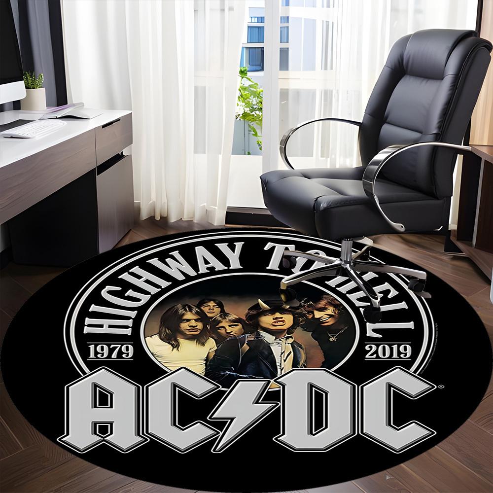 1ks Kulatý koberec AC/DC Rock Office, Pod kancelářské židle Ložnice Obývací pokoj Domácí dekorace  a1022186