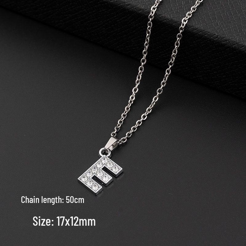 European & American Diamond Letter Pendant Necklace for Women - Stainless Steel Jewelry