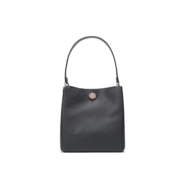 Coach Charlie 26 Unifarbene Magnetverschluss Leder Eimer Tasche Damen Taschen Schwarz 55200-GDBLK