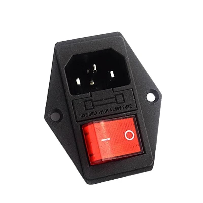 AC-Steckdose AC-01A-2 10A 250V Elektrischer Kippschalter Messingstecker mit Sicherungsanschluss für Computermontage-Steckdose